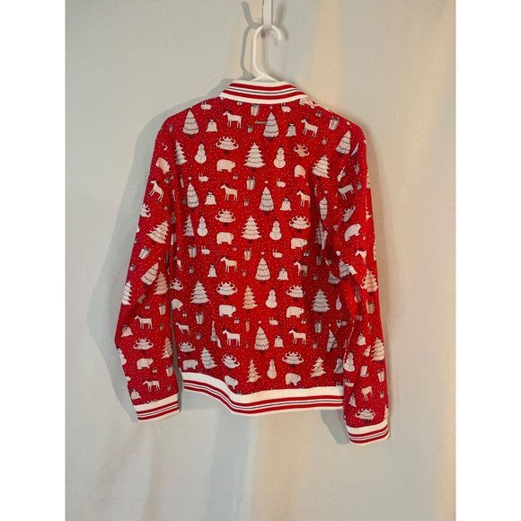 Denim & Flower Ricky Singh Mens M Red Holiday Bomber Jacket ptp 22 L 25 - Picture 3 of 6